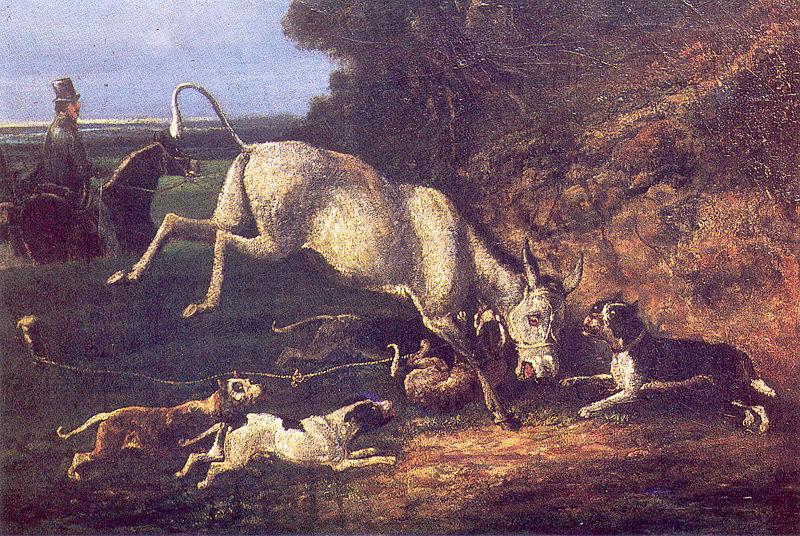unknow artist Donkey Attacked by Staffords oil painting image